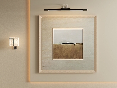 原木风挂画 奶油风旷野油画 侘寂原野肌理画 茶室大地色挂画 日式极简风景画 原木框风景油画