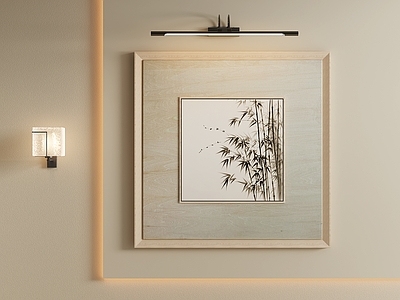 新中式挂画 宋式水墨竹画 侘寂水墨竹挂画 极简墨竹画作 玄关禅意竹画 中式竹子装饰画