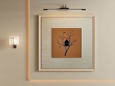 原木风挂画 侘寂风装饰画 焦糖色剪影装饰画 客厅复古剪影画 民宿复古挂画 简约肌理油画