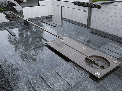 镜面水景 新中式水景庭院 中式景石流水小品