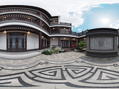新中式景观四合院 四合院 中式庭院 中式院子 庭院 照壁