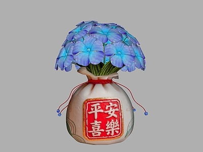 中式花艺 装饰摆件 福袋 花