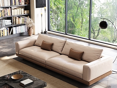 意式极简多人沙发 意式极简沙发 意式客厅 写实场景 三人位沙发 简约沙发