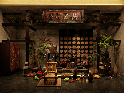 中式中餐厅 侘寂室内景观 端景 玄关造景 宁家十职 餐厅拍照打卡点