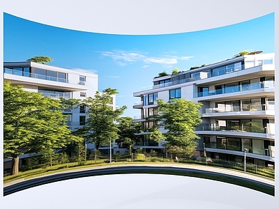 现代主义多层住宅楼 高层住宅外景 住宅外景小区外景