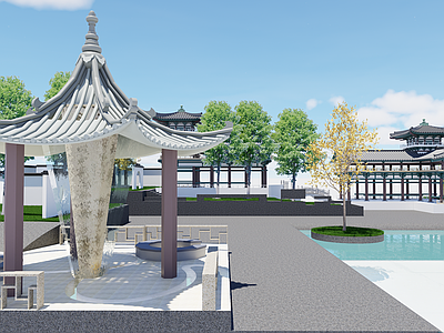 新中式景观景观公园