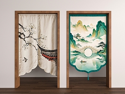 新中式窗帘 门帘 中式门帘
