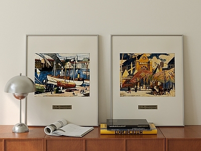 中古风组合画 现代简约挂画 北欧挂画组合 风景挂画