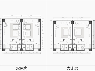酒店客房 酒店客房平面 大床房客房平面 酒店民宿客房 双床客房平面 连锁酒店客房