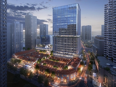 现代主义商业综合体景观 上海鸿寿坊商业 高层办公楼 石库门商业街区 带方案文本