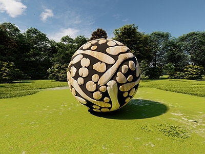 原木风雕塑 木制球形雕塑