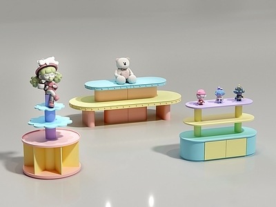 孟菲斯文创展台 多巴胺流水台 潮玩店流水台 礼品玩具店 毛绒公仔流水台 文创店流水台