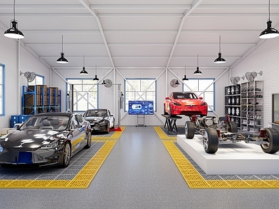 工业风汽车4S店 汽车工厂车间 汽车车间 汽车展厅 汽车实验室 汽车教学教室