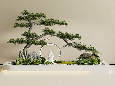新中式景观树 室内景观 景观造景 植物造景 植物堆