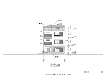 别墅建筑 三层联排双拼 别墅