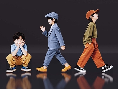 多人 2D现代人物 现代居家人物 休闲居家儿童 软装配景人 时尚休闲儿童