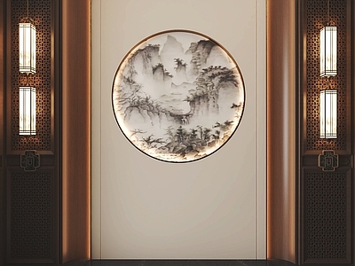 新中式玄关背景墙 新中式玄关背景墙 入户玄关背景墙 装饰背景墙