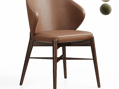 中古风餐椅 Minotti 意式轻奢单椅 皮革实木餐椅 休闲椅 椅子