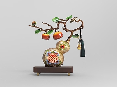 中式雕塑摆件 福禄寿 葫芦摆件 柿子 中式摆件 黄金工艺品