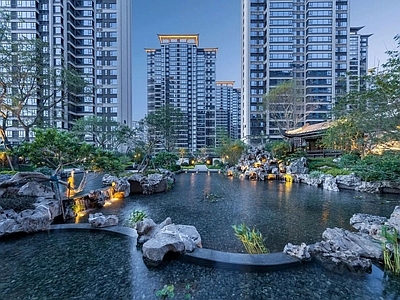 跌水景观 中式假山景石水景 中式假山跌水水景 中式水景驳岸 水景结构