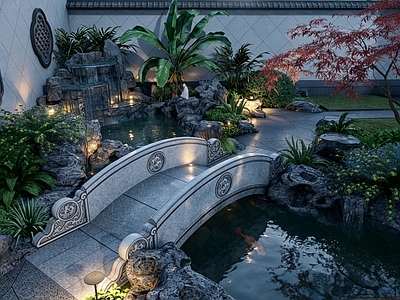 新中式景观别墅庭院