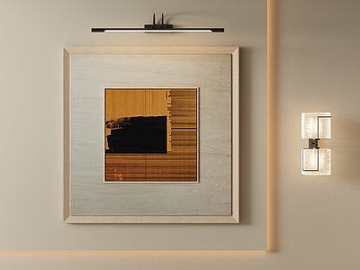 原木风挂画 中古风 玄关色块抽象画 卧室肌理色块画 软装方形竖纹画