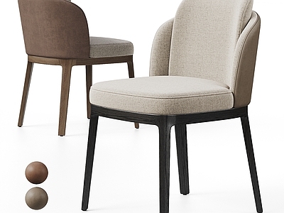 意式极简餐椅 Minotti 现代简约单椅 皮革布艺餐椅 单人椅 椅子