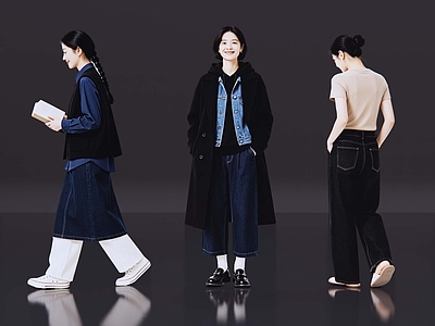 极简女人 2D现代人物 现代居家人物 休闲居家美女 软装配景人 时尚休闲美女