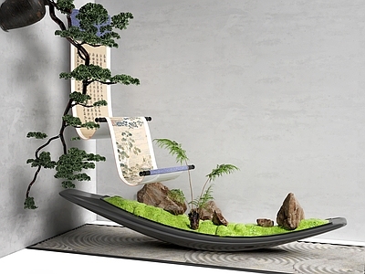 新中式植物堆 现代天井景观 天井景观 植物组合 景观小品