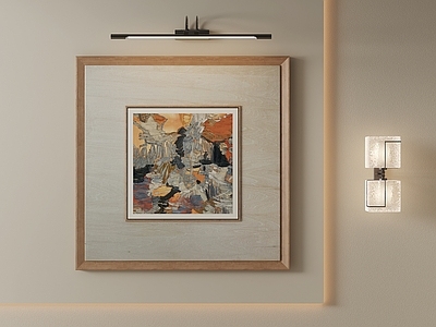 原木风挂画 复古色块油画 客厅肌理装饰画 方形油彩画