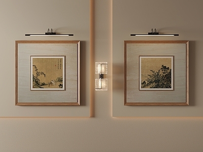 新中式宋式挂画 原木风挂画 宋式装饰画 山水挂画