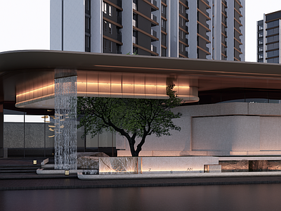 新中式景观小区景观 现代新中式小区 示范区景观 小区入口景观 后场庭院景观