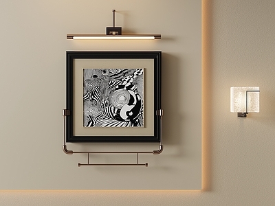 轻奢挂画 黑白线条挂画 玄关方形抽象画 现代黑白挂画