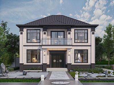 新中式别墅外观 自建房 别墅 乡村自建房 独栋别墅 新中式别墅