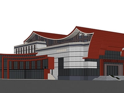 新中式其他文化场馆 现代坡屋顶展览馆 新中式博物馆
