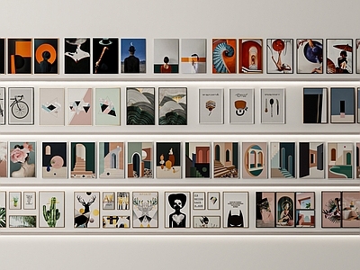 现代简约组合画 客厅卧室挂画组合 抽象画油画画框 墙面画框陈列 墙面组合挂画