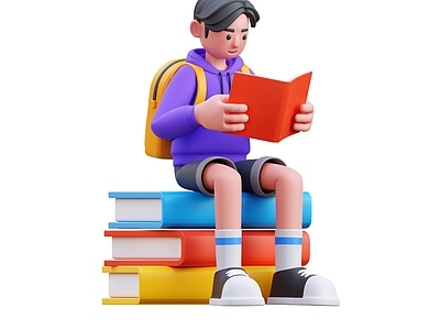 虚拟人物 学生 书籍 卡通学生 卡通书籍