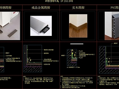 其他节点详图 不锈钢踢脚线 木质踢脚线 成品踢脚线 PVC踢脚线