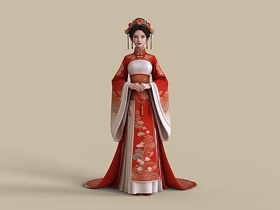 新中式女人 婚庆礼服 中式礼服 汉服美女 中式婚庆