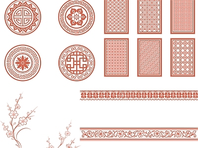 其他图库 中式 花纹 贴图 线稿 纹理