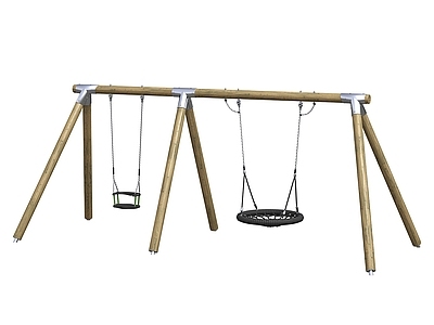 原木风游乐设施 北欧简约荡秋天