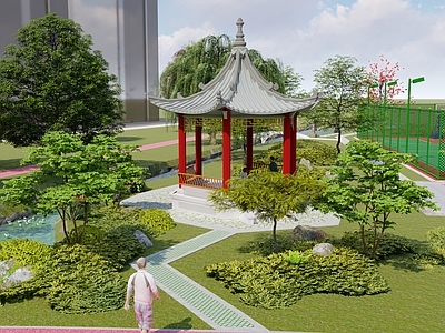 新中式景观口袋公园