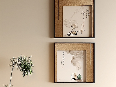 新中式组合画 禅意茶画挂画 卧室国风方形画 茶室国风挂画