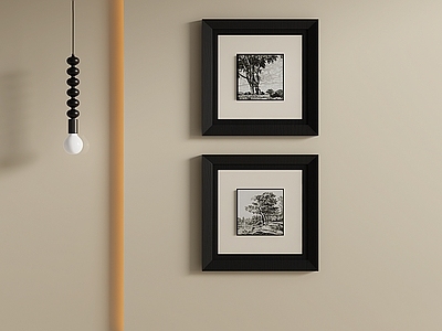 极简组合画 黑白风景双联画 样板间双联画 玄关复古挂画 客厅组合装饰画 卧室挂画组合