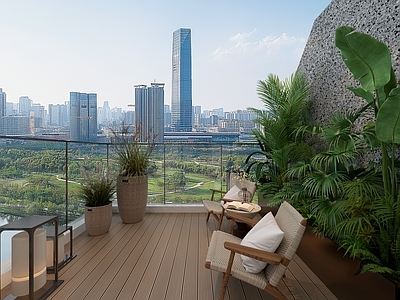 现代简约阳台 开放阳台花园