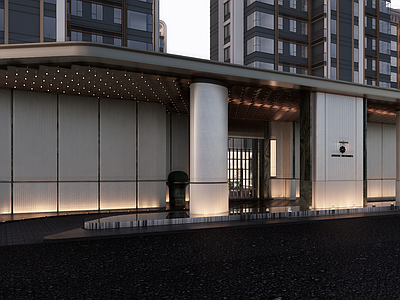 现代入口大门 轻奢示范区入口 小区入口景观 示范区前场景观 酒店式落客区