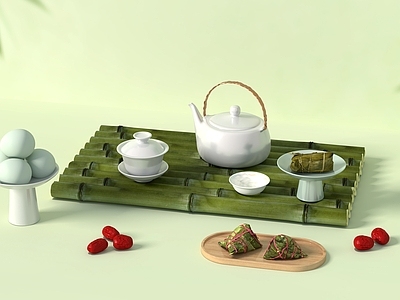 新中式餐具 茶具 竹子 粽子 红枣 鸭蛋