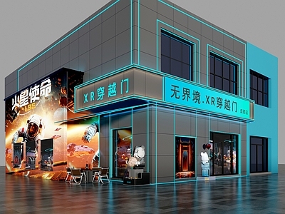 赛博朋克风其他商业建筑 穿越门门头 门头 赛博朋克风门头 科技感门头 酒吧门头