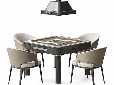 轻奢休闲桌椅 意式轻奢麻将桌椅 棋牌桌椅 棋牌室 吸烟灯 休闲椅