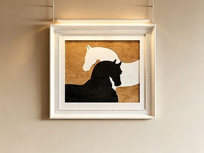 奶油风儿童挂画 复古动物挂画 中古马纹艺术画 书房动物挂画 复古骏马版画